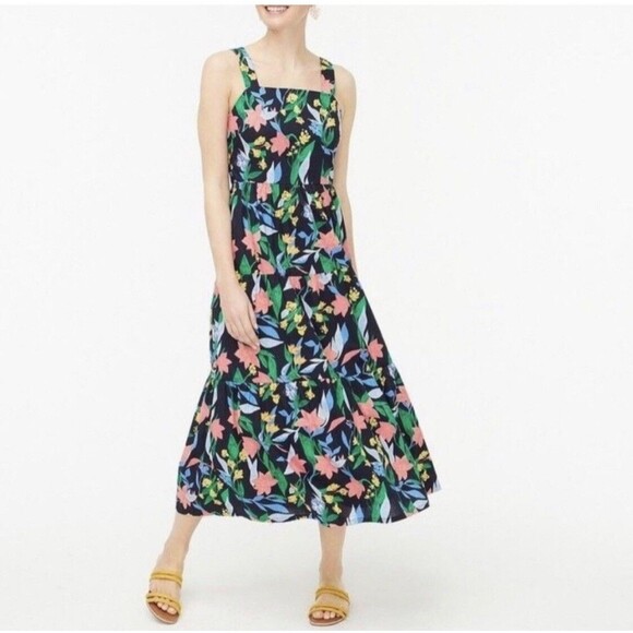 J. Crew Imogine Women's Size 14 Floral Tiered Sleeveless Midi Maxi Dress Cottage - Picture 1 of 8